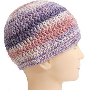 Pink Lavender Skull Cap OS Handmade Crochet Hand Knit Warm Beanie NWT